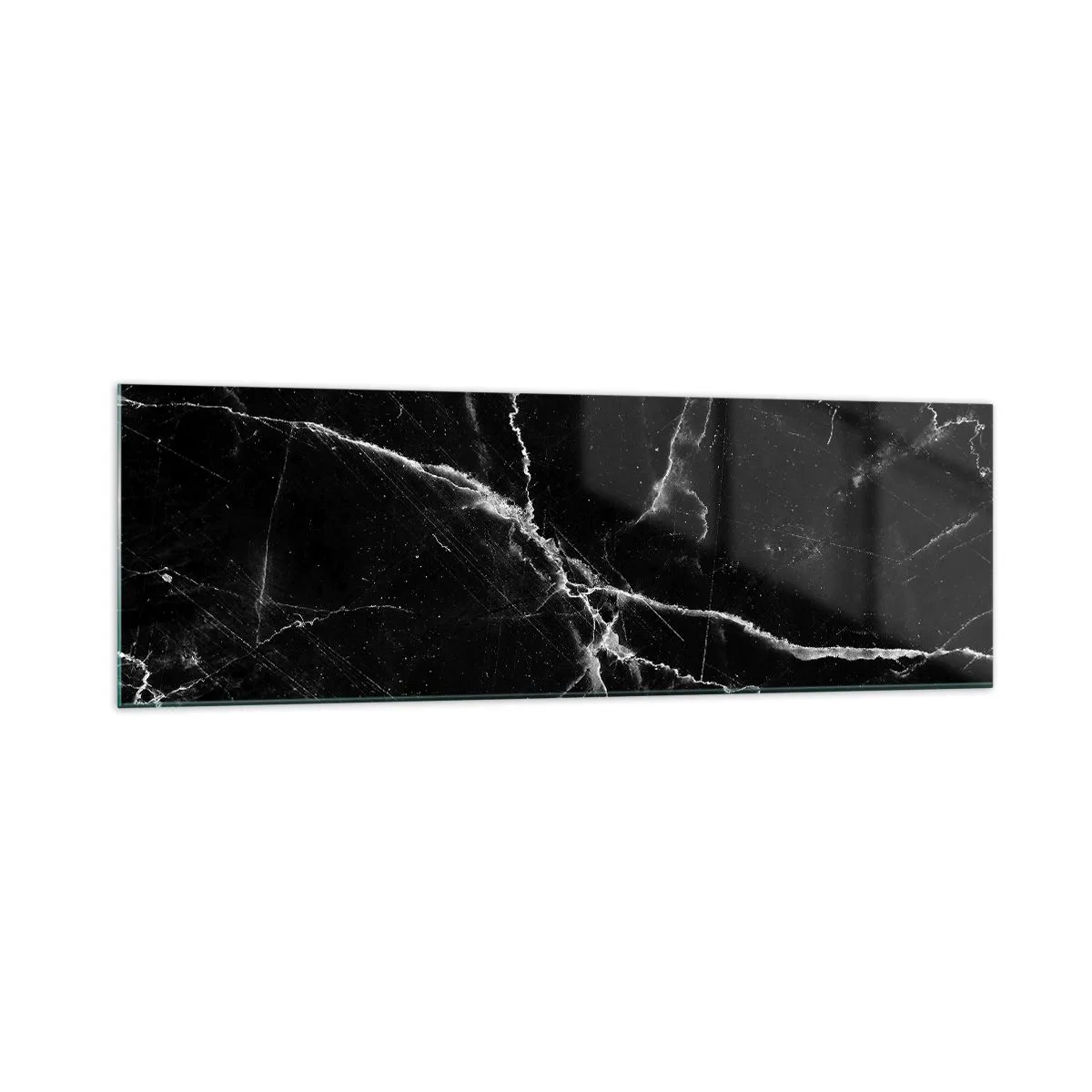 Impression sur verre - Image sur verre - Marbre noir avec des veines blanches dans les détails - 160x50cm - La vie secrète de la pierre - Décoration murale moderne pour le salon et la chambre ARTTOR