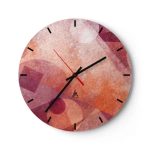 Horloge murale - Pendule murale - Motifs géométriques dans les tons de rose et d'orange - 30x30cm - Transformations géométriques en rose - Décoration murale moderne pour le salon, la cuisine et la chambre ARTTOR