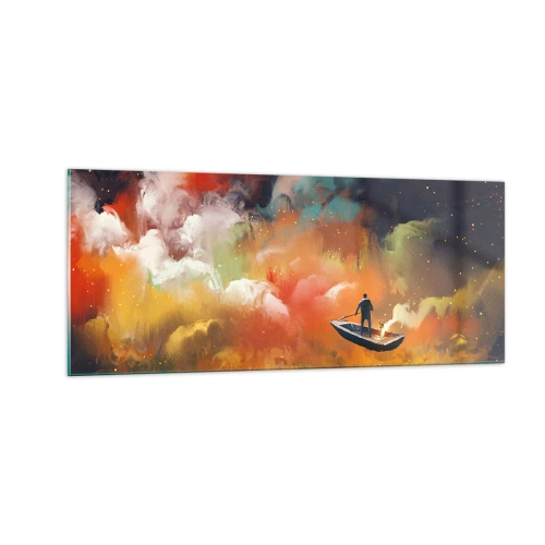 Impression sur verre - Image sur verre - En bateau à travers la galaxie - 100x40 cm