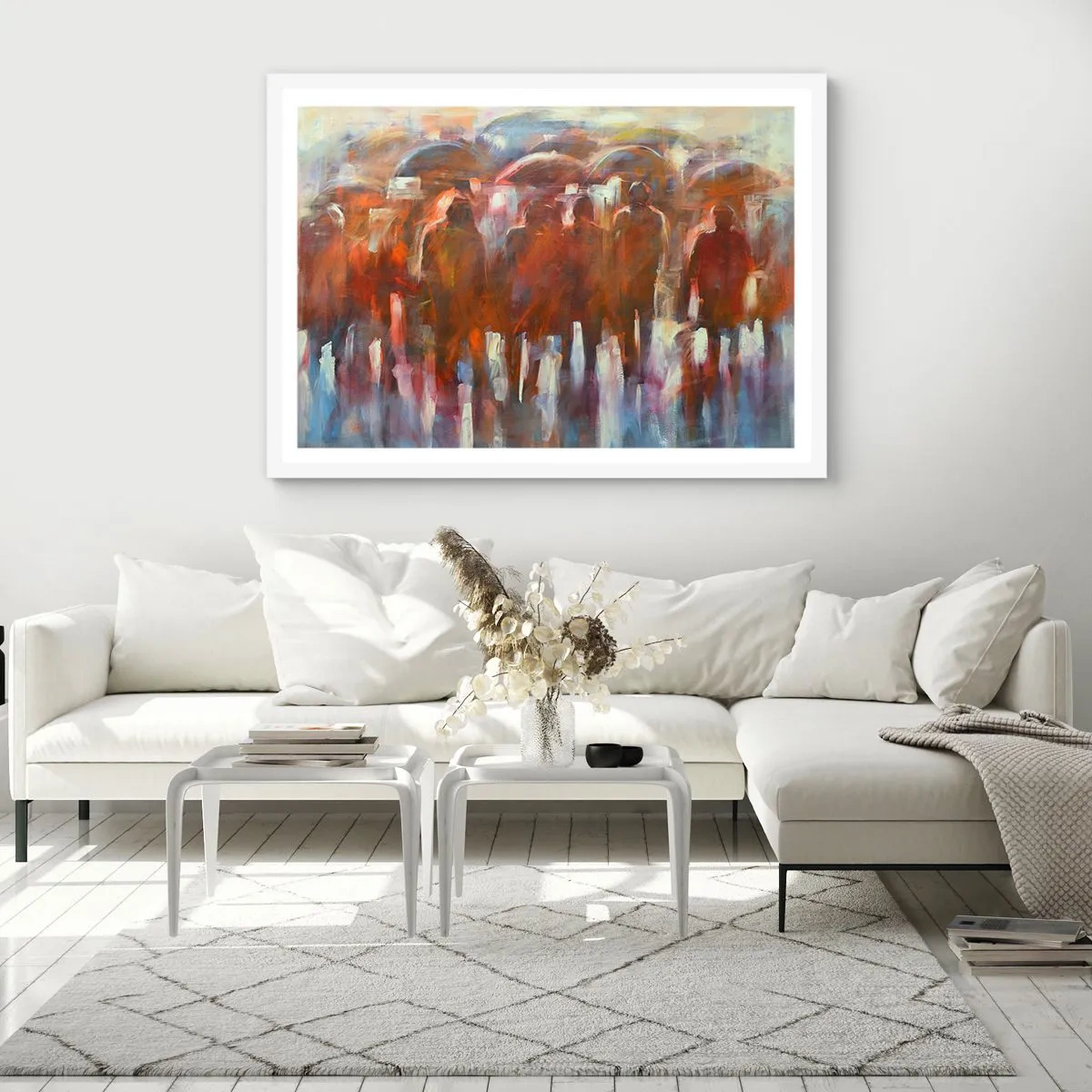 Affiche dans un cadre blanc - Poster - Identiques sous la pluie et dans le brouillard - 70x50 cm