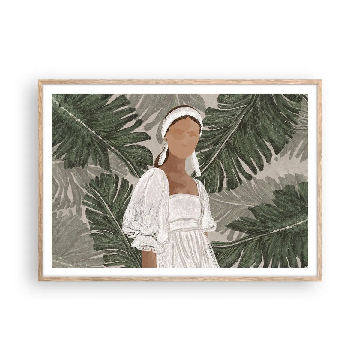 Affiche dans un chêne clair - Poster - Portrait exotique - 100x70 cm