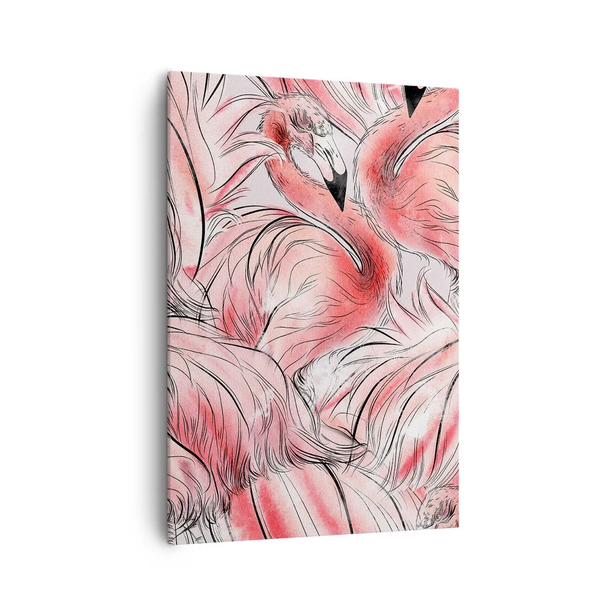 Impression sur toile - Image sur toile - Dessins délicats de flamants roses - 70x100cm - Oiseau corps de ballet - Décoration murale moderne pour le salon et la chambre ARTTOR