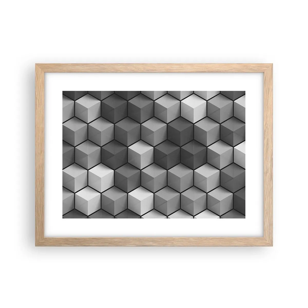 Affiche dans un chêne clair - Poster - Puzzle cubiste - 40x30 cm