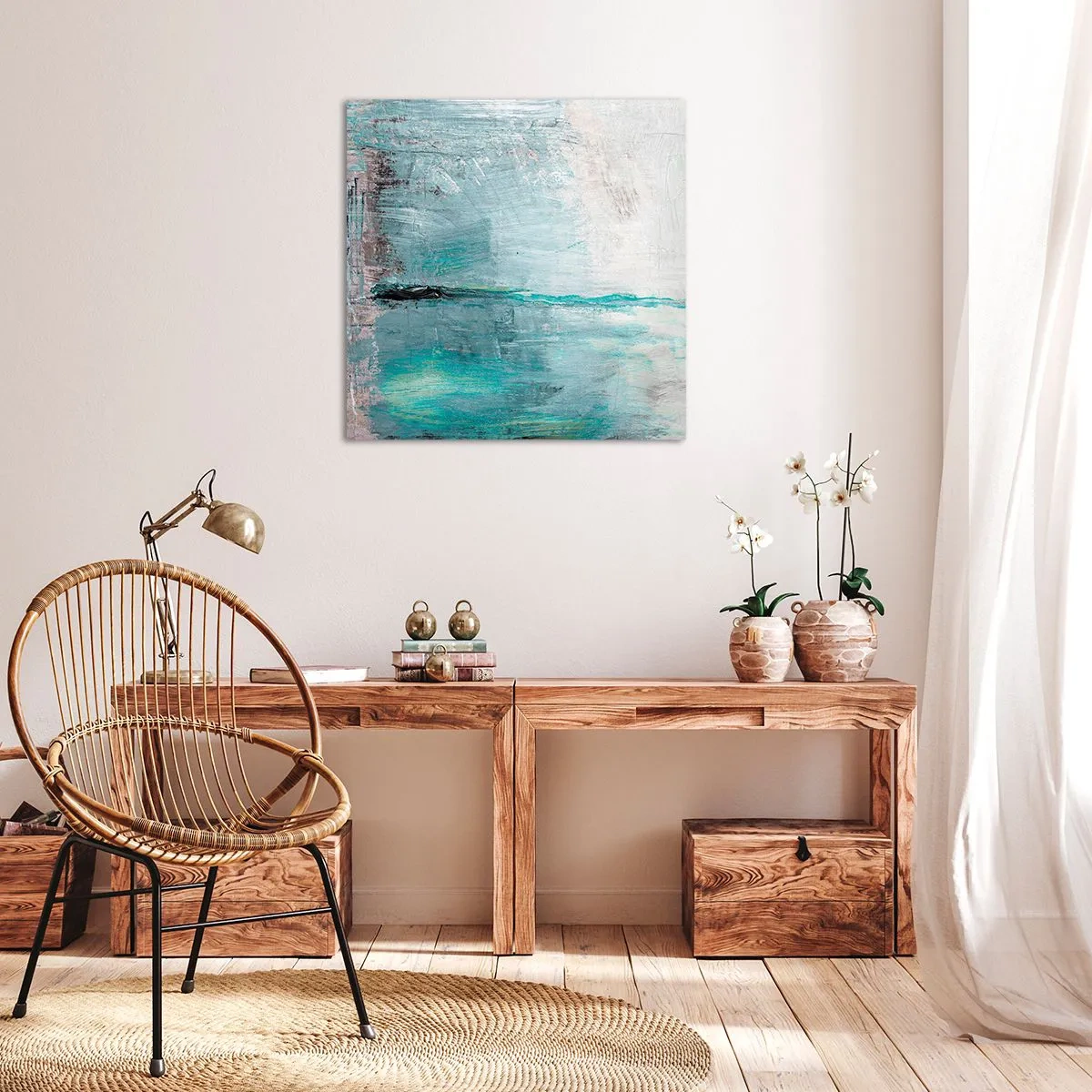 Impression sur toile - Image sur toile - Horizontalement en bleu - 50x50 cm