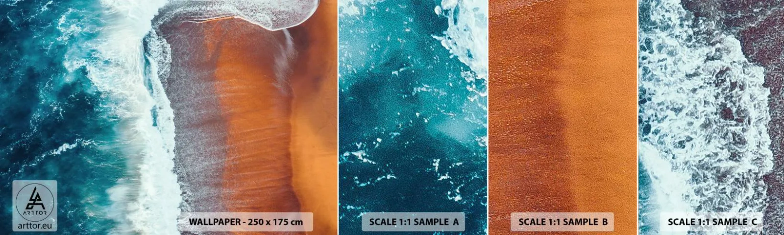 Échantillon De Papier Peint Standard Eco - Caresse de l'océan - Plage, Mer, Eau - 100x30 cm