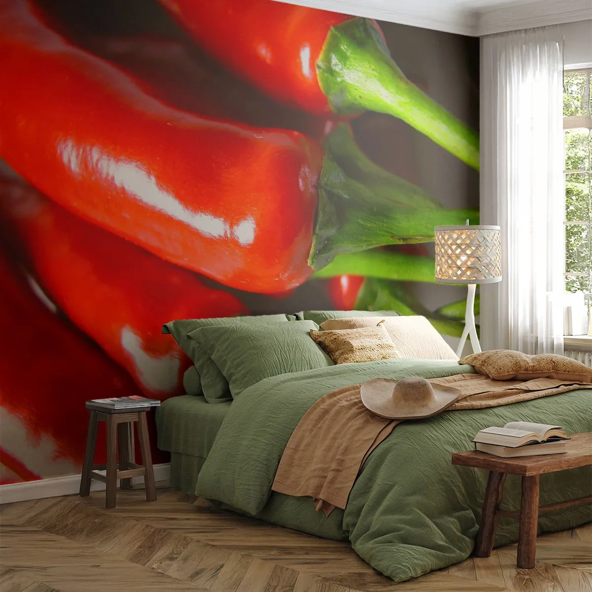 Papier Peint Autocollant Deluxe Sticker - Juteux, brillant, lisse - La gastronomie, Poivre, Légumes - 250x175 cm