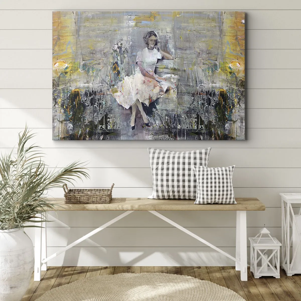 Impression sur toile - Image sur toile - Portrait artistique d'une femme aux couleurs pastel - 70x50cm - Classique et moderne - Décoration murale moderne pour le salon et la chambre ARTTOR