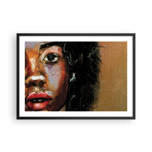 Affiche dans un cadre noir - Poster - Un portrait expressif d'une femme aux couleurs intenses. - 70x50cm - Noir et brillant - Décoration murale moderne pour le salon et la chambre ARTTOR