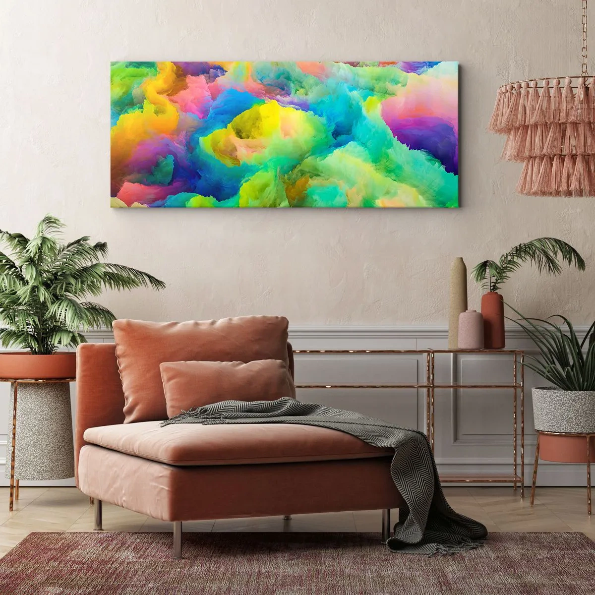 Impression sur toile - Image sur toile - Plumule arc-en-ciel - 100x40 cm