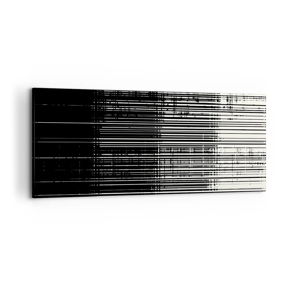 Impression sur toile - Image sur toile - Composition abstraite de lignes en noir et blanc contrastés - 120x50cm - Ondes et vibrations - Décoration murale moderne pour le salon et la chambre ARTTOR