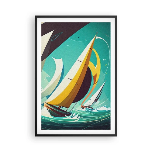Affiche dans un cadre noir - Poster - Bonne chance avec les éléments - 61x91 cm
