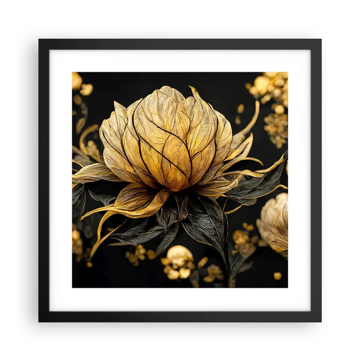 Affiche dans un cadre noir - Poster - Fragilité subtile - 40x40 cm