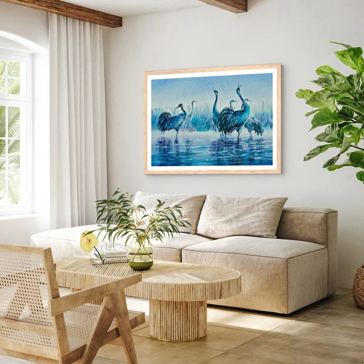 Affiche dans un chêne clair - Poster - Réunion matinale - 40x30 cm