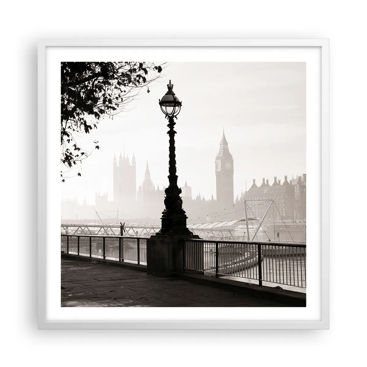 Affiche dans un cadre blanc - Poster - Un matin londonien - 60x60 cm