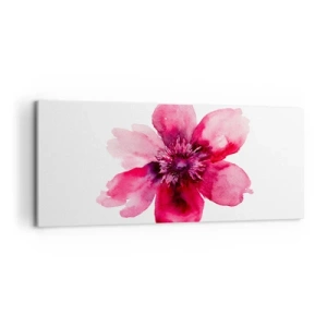 Impression sur toile - Image sur toile - Fleur rose dans un style aquarelle sur fond blanc - 120x50cm - Un baiser parfumé au carmin - Décoration murale moderne pour le salon et la chambre ARTTOR