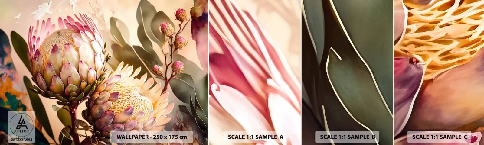 Échantillon de Papier Peint Autocollant Deluxe Sticker - Tendrement embrassé - Fleurs, Plantes, Botanique - 100x30 cm