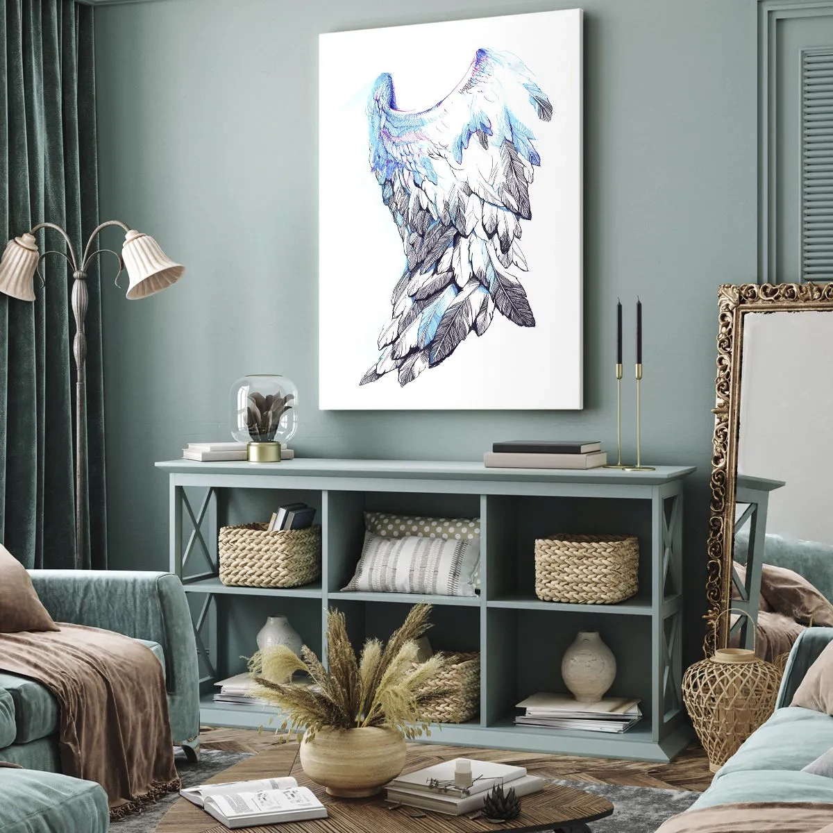 Impression sur toile - Image sur toile - Ailes d'ange délicates aux tons pastel - 80x120cm - j'ai besoin d'ailes - Décoration murale moderne pour le salon et la chambre ARTTOR