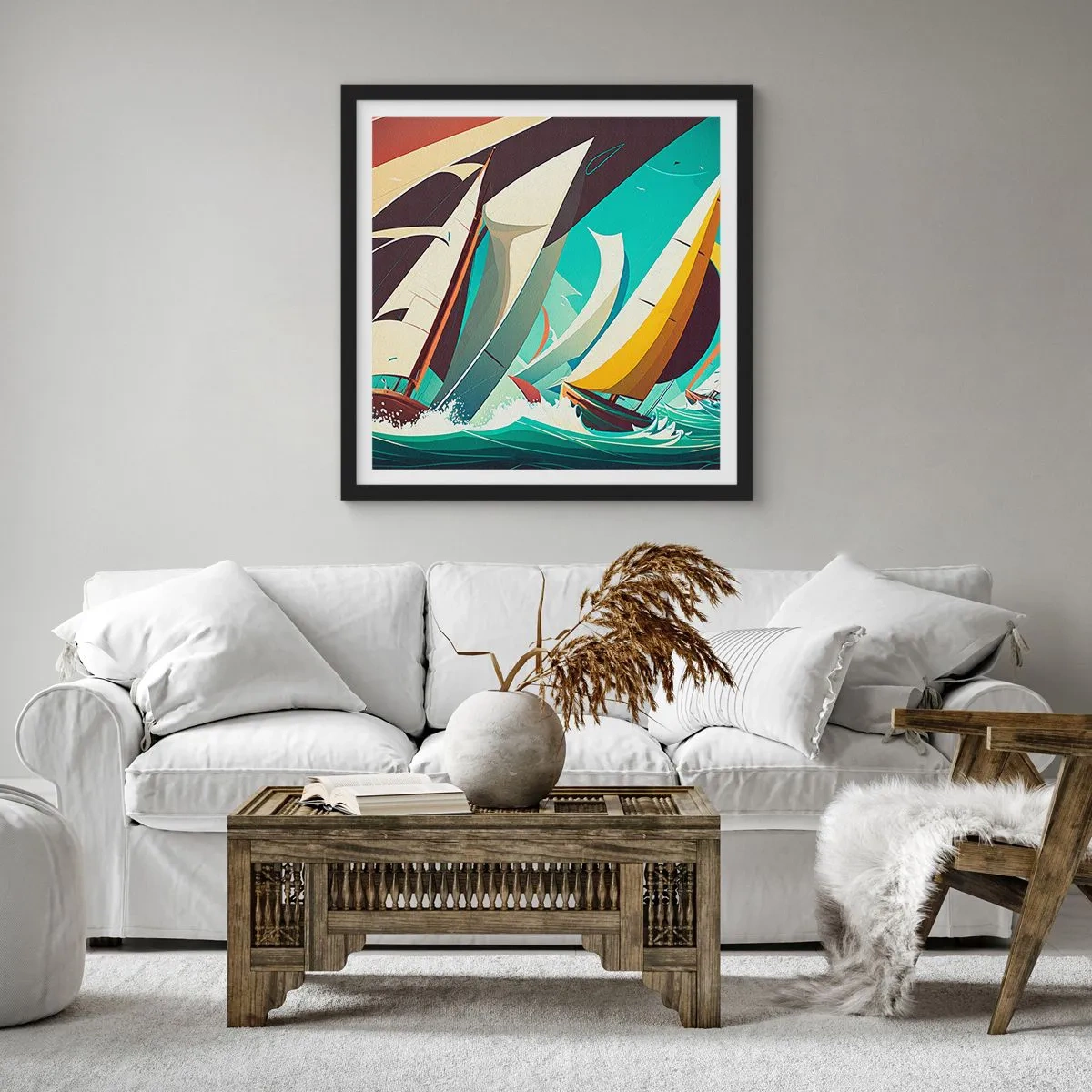 Affiche dans un cadre noir - Poster - Bonne chance avec les éléments - 50x50 cm