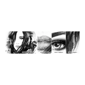 Échantillon De Papier Peint Standard Eco - Portrait d'une dame en noir et blanc - Abstraction, Visage de femme, Portrait - 100x30 cm