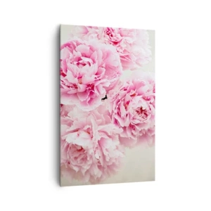 Impression sur toile - Image sur toile - Un bouquet de pivoines roses sur fond clair - 80x120cm - En glamour rose - Décoration murale moderne pour le salon et la chambre ARTTOR