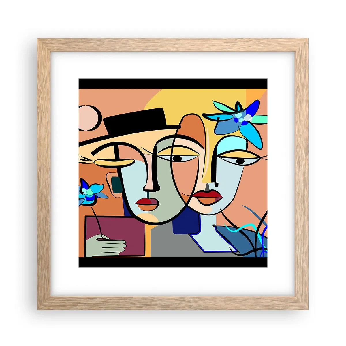 Affiche dans un chêne clair - Poster - Le Rendez-vous de Picasso - 30x30 cm