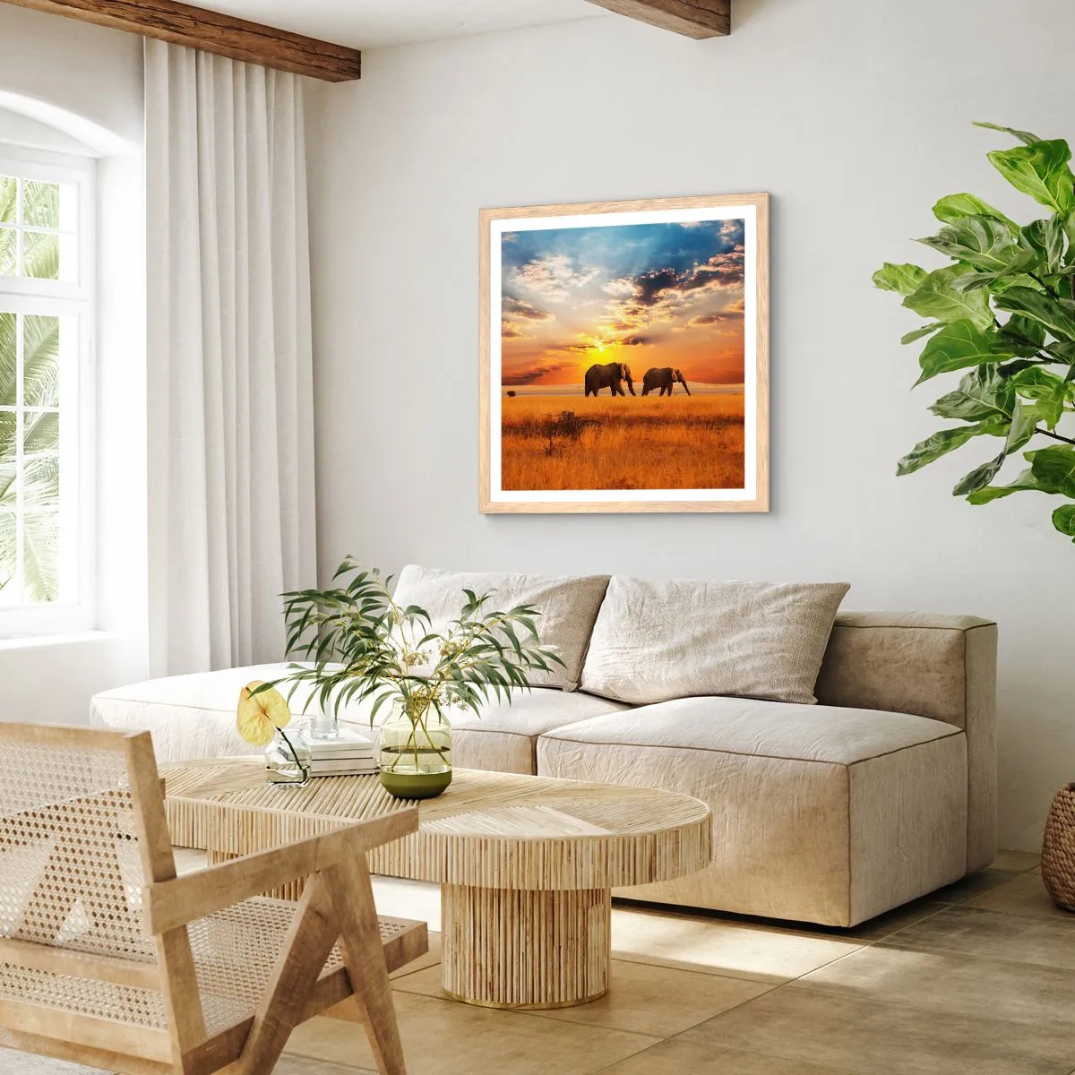 Affiche dans un chêne clair - Poster - Déambulation familliale - 60x60 cm