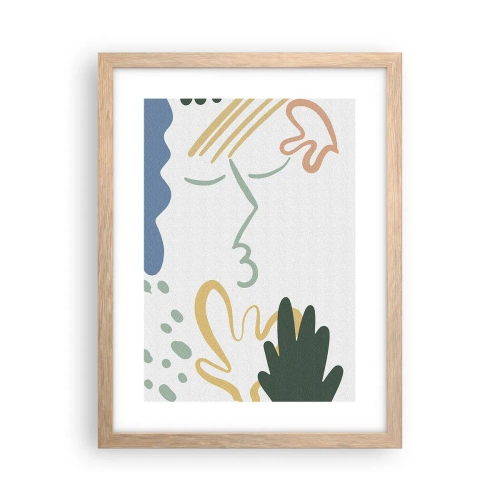 Affiche dans un chêne clair - Poster - Baiser de fleurs - 30x40 cm