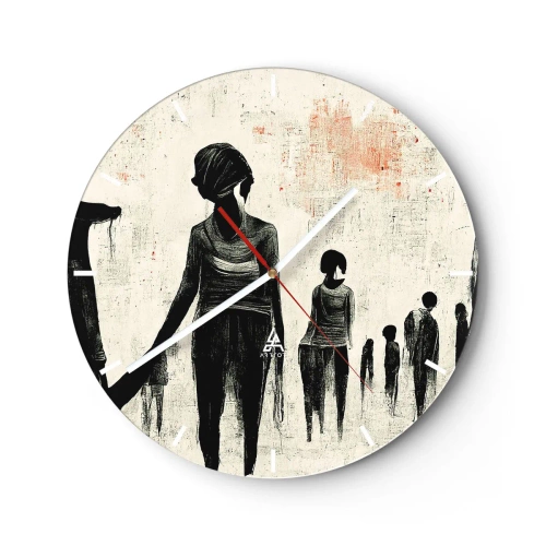 Horloge murale - Pendule murale - Silhouettes de personnages aux couleurs sombres sur fond clair - 30x30cm - Contre la solitude - Décoration murale moderne pour le salon, la cuisine et la chambre ARTTOR