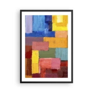 Affiche dans un cadre noir - Poster - Rectangles colorés abstraits dans une composition harmonieuse - 50x70cm - Chacun est différent, tout est coloré - Décoration murale moderne pour le salon et la chambre ARTTOR