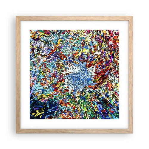 Affiche dans un chêne clair - Poster - Goutte de vitrail - 40x40 cm