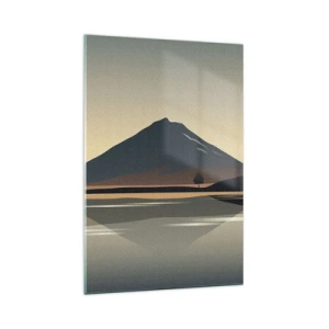 Impression sur verre - Image sur verre - Paysage de montagne minimaliste avec reflet dans l'eau - 70x100cm - Reflet de miroir - Décoration murale moderne pour le salon et la chambre ARTTOR