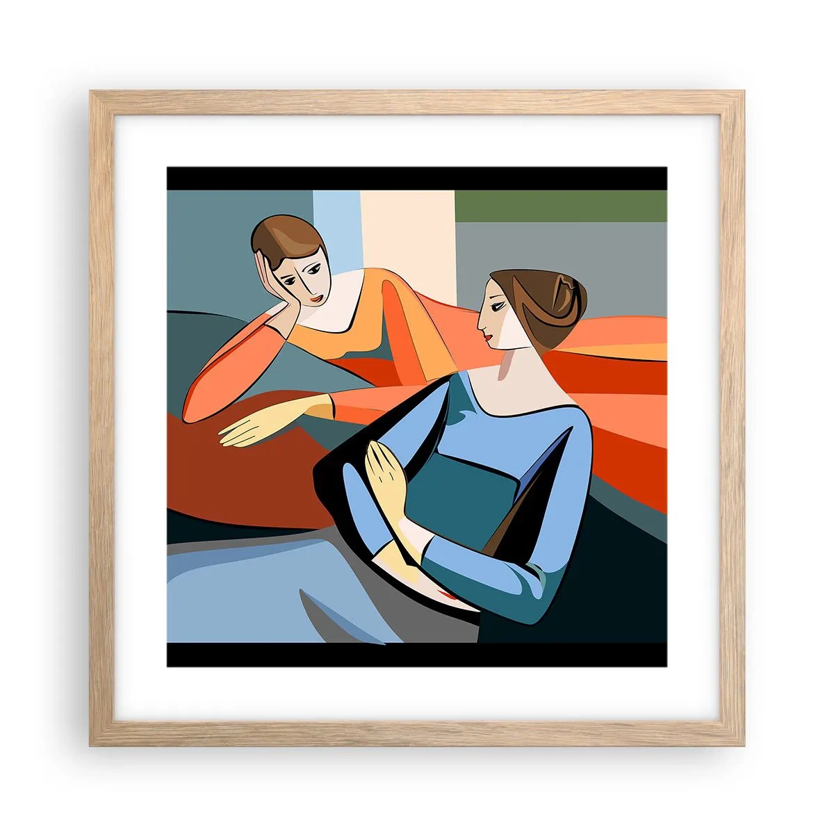 Affiche dans un chêne clair - Poster - Un moment de confiance - 40x40 cm