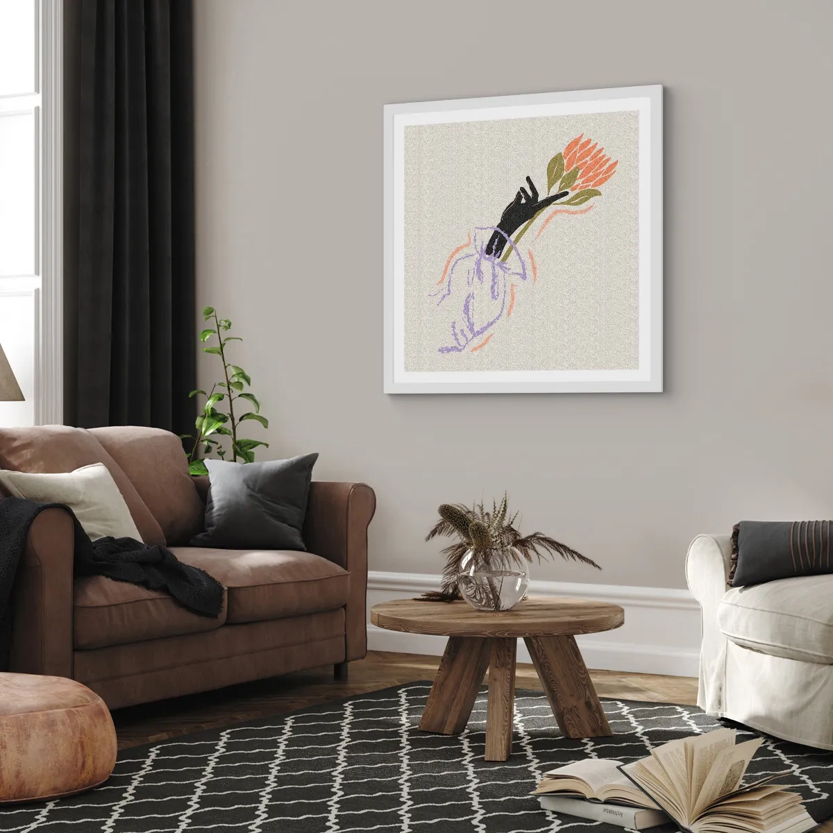 Affiche dans un cadre blanc - Poster - Touche fraternelle - 50x50 cm
