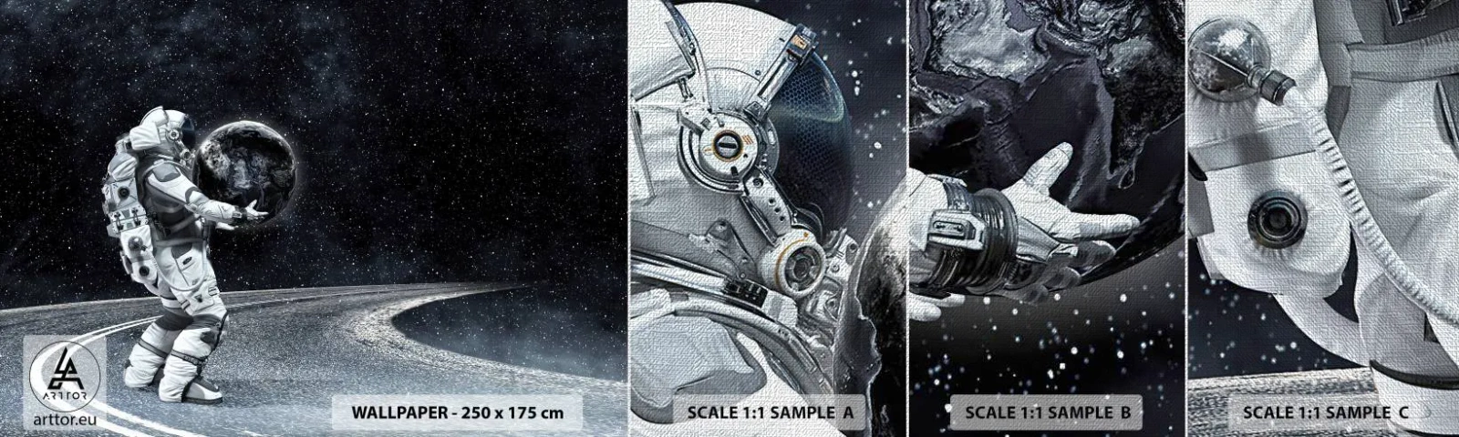 Échantillon de Papier Peint Premium Canvas - Sur la Voie Lactée - Cosmos, Astronaute, Fantaisie - 100x30 cm
