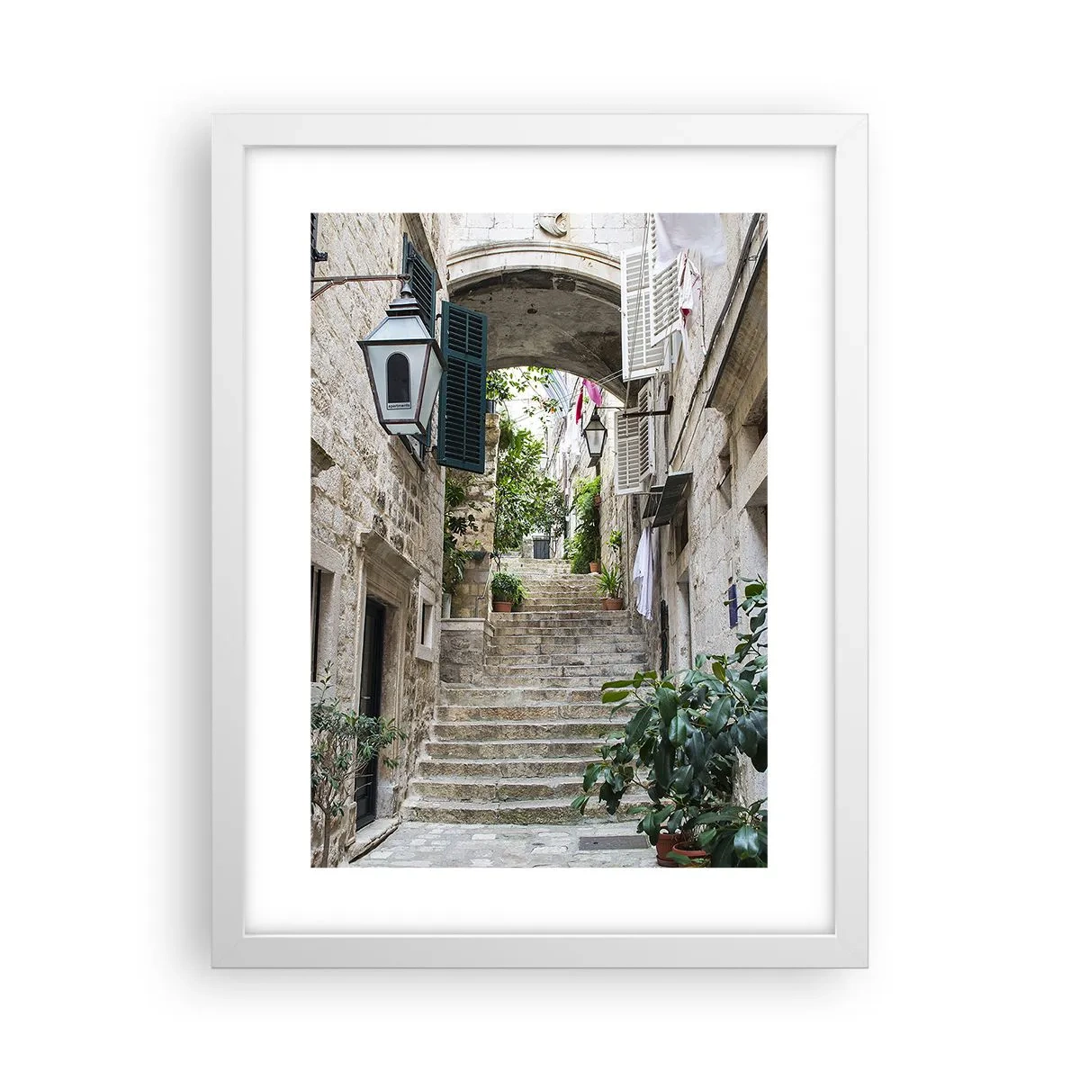 Affiche dans un cadre blanc - Poster - Une charmante ruelle - 30x40 cm
