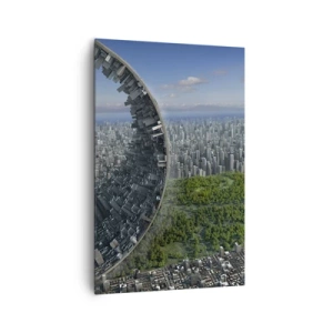 Impression sur toile - Image sur toile - Une ville dynamique avec une touche surréaliste - 80x120cm - La nature est éternelle - Décoration murale moderne pour le salon et la chambre ARTTOR