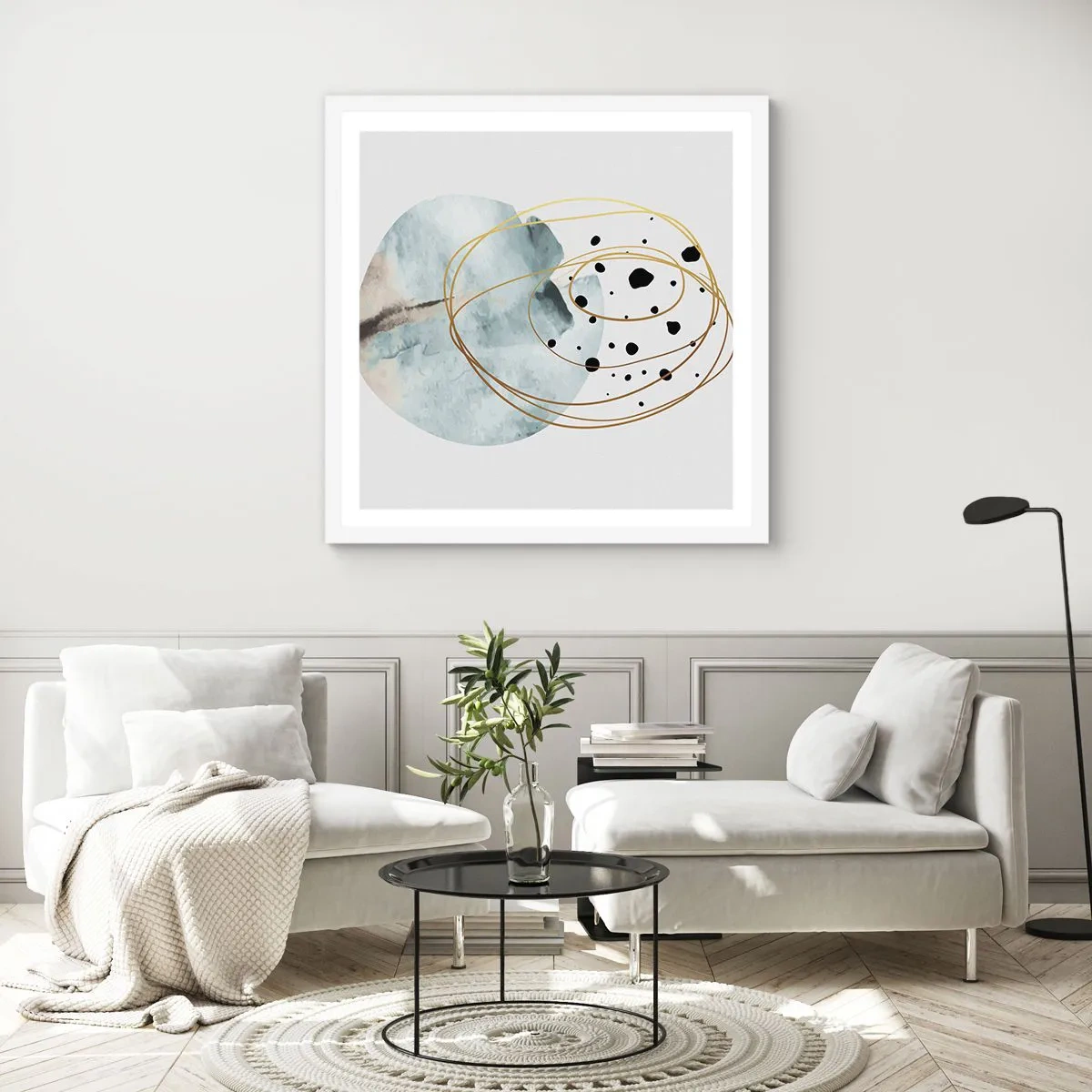Affiche dans un cadre blanc - Poster - Emmêlement de l'espace - 50x50 cm