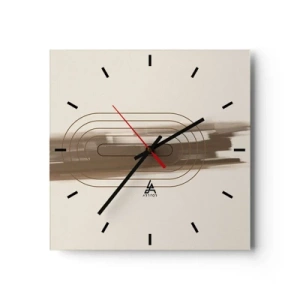 Horloge murale - Pendule murale - Une composition minimaliste dans les tons beige et gris avec un motif géométrique - 30x30cm - Parfum de gris - Décoration murale moderne pour le salon et la chambre ARTTOR