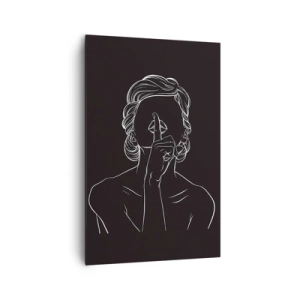Impression sur toile - Image sur toile - Silhouette minimaliste d'une femme sur fond noir - 80x120cm - La beauté s'épanouit en silence - Décoration murale moderne pour le salon et la chambre ARTTOR