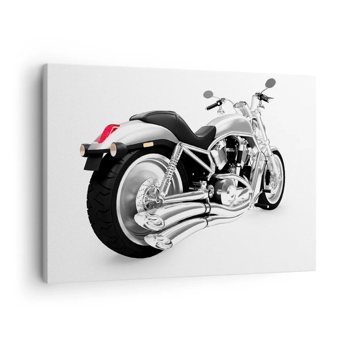 Impression sur toile - Image sur toile - Moto chromée sur fond blanc - 70x50cm - Rêve de collectionneur - Décoration murale moderne pour le salon et la chambre ARTTOR