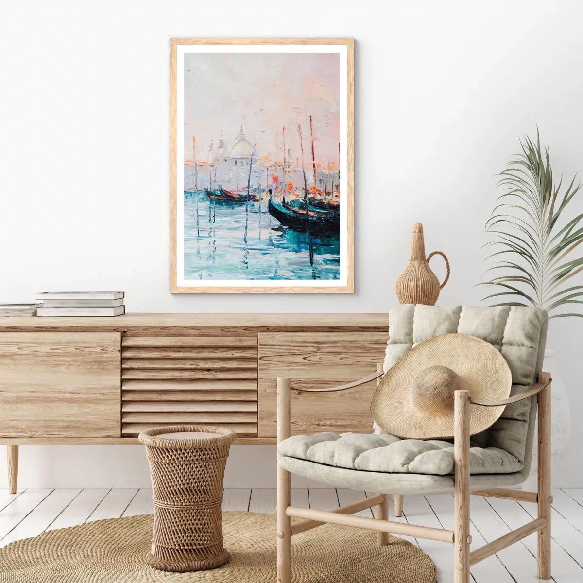 Affiche dans un chêne clair - Poster - Derrière l'eau, derrière le brouillard - 70x100 cm