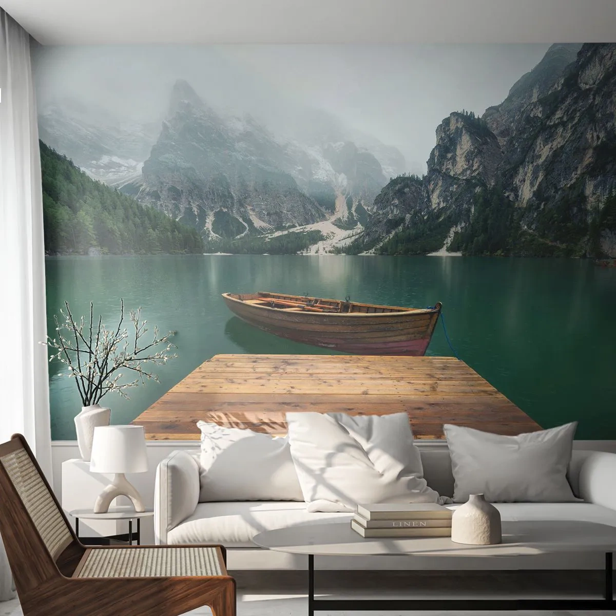 Papier Peint Autocollant Deluxe Sticker - Faire face à la fierté des rochers - Paysage, Montagnes, Lac - 250x175 cm