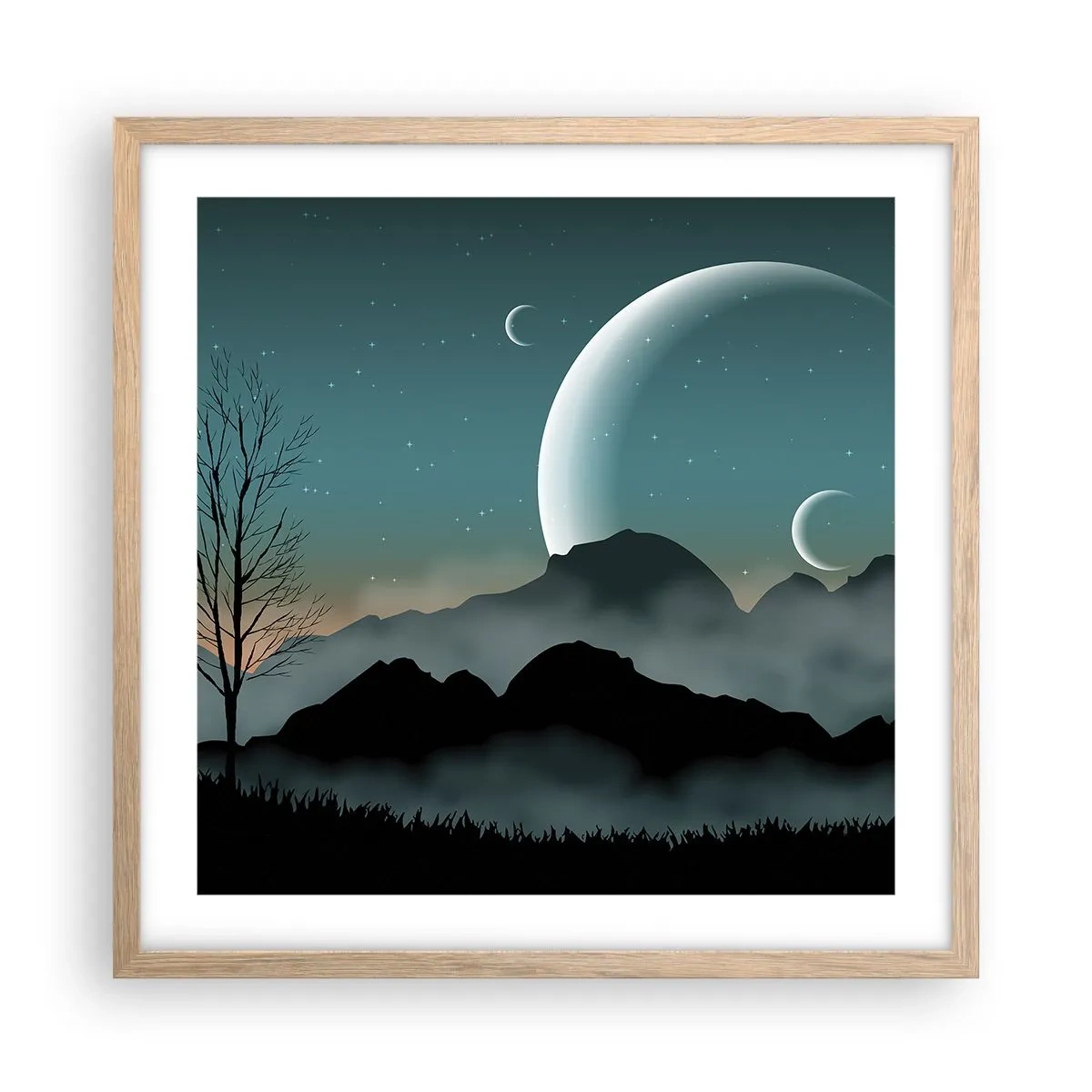 Affiche dans un chêne clair - Poster - Carnaval de la nuit étoilée - 50x50 cm