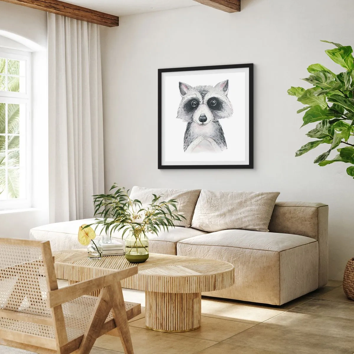 Affiche dans un cadre noir - Poster - Un moment pour s'émouvoir - 60x60 cm