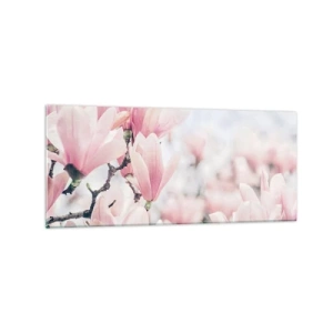 Impression sur verre - Image sur verre - Fleurs de magnolia subtiles aux délicates nuances roses - 120x50cm - Idéal de la subtilité - Décoration murale moderne pour le salon et la chambre ARTTOR