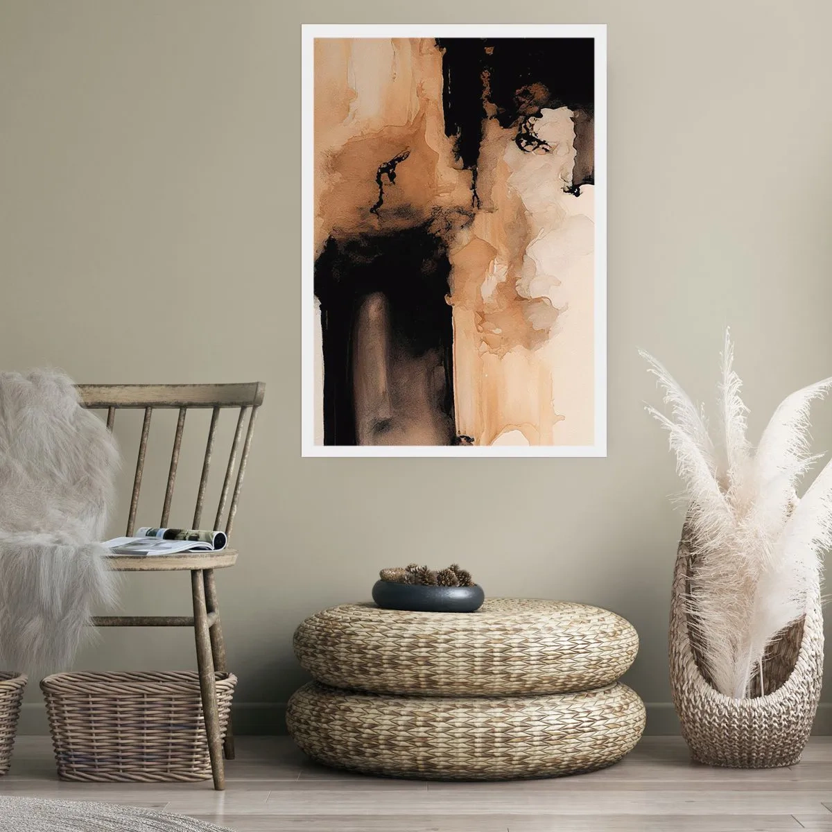 Affiche - Poster - Une composition abstraite dans des tons chauds de brun. - 50x70cm - Une abstraction intrigante - Décoration murale moderne pour le salon et la chambre ARTTOR