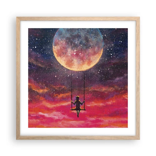 Affiche dans un chêne clair - Poster - Se balancer dans les nuages - 50x50 cm