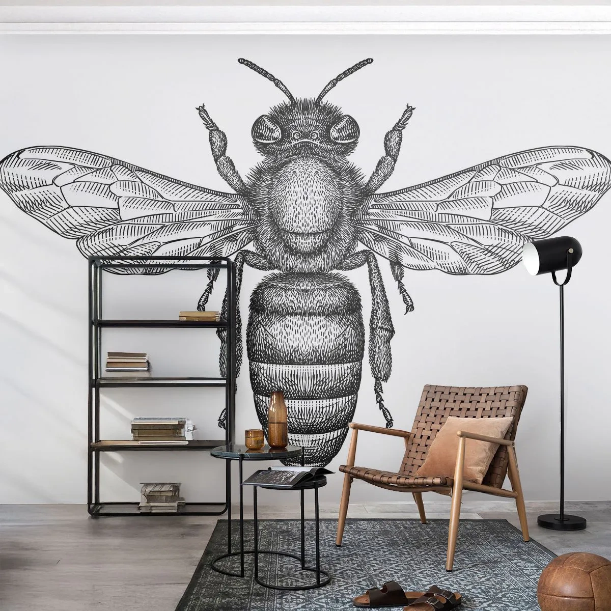 Papier Peint Photo Premium Canvas - Portrait d'insecte - Abeille, Insecte, Minimaliste - 250x175 cm