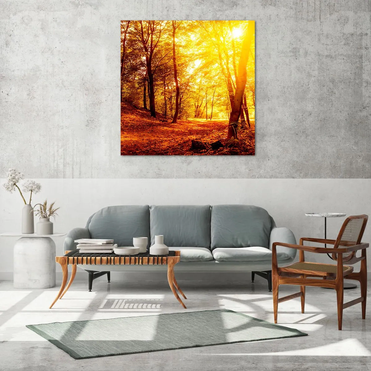 Impression sur verre - Image sur verre - Vers la clairière dorée - 50x50 cm