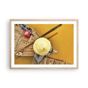 Affiche dans un chêne clair - Poster - La vie sur le fleuve Jaune - 70x50 cm